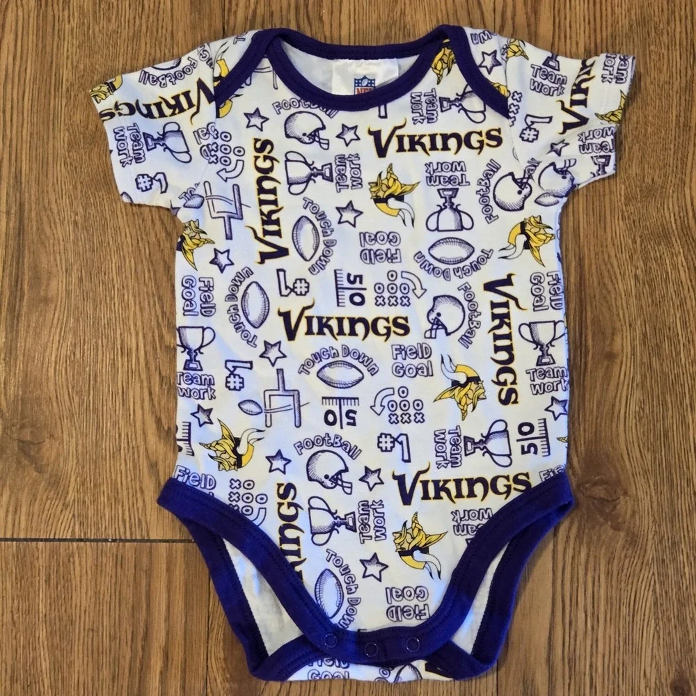 Minnesota Vikings Baby One Piece Bodysuit NFL Newborn 100% Cotton 0-3 Months